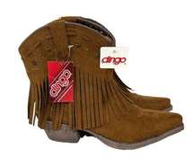 Dingo Cassidy Rust Fringe Studded Western Boots Size 7.5