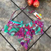 NWT Raisins Swimwear Flounce Bra Top in Aqua