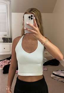 Teal Halter Crop Tank