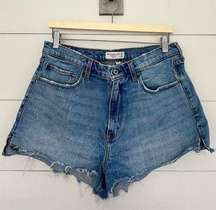 Women’s 32 Blue Denim Mom Short High Rise Curve Love