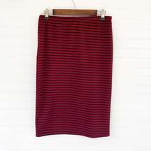 Say Anything Burgundy Striped Pencil Skirt