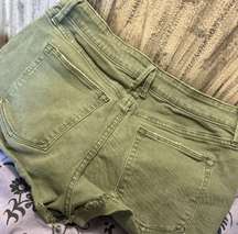 High Waisted Olive Denim Shorts