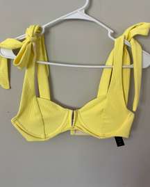 Ribbed Tie Up Yellow Bikini Top