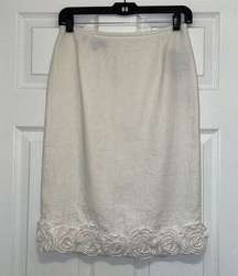 Lafayette 148 New York White Linen Hand Embellished Skirt, NWT