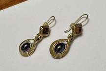 Signed Limited Pierced Dangle Drop Costume Earrings Gold Tone / The Limited