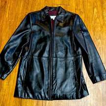 Woman’s black leather coat motorcycle small Liz Claiborne