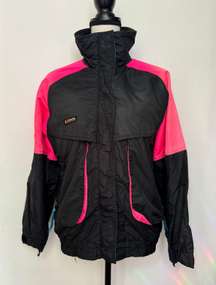 black, pink, blue radial sleeve double zipper powder keg jacket