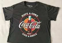 Coca Cola Cropped Short Sleeve Crew Neck Graphic Shirt Black Red White