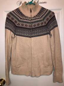 Carhartt Size S Fair Isle Wool Blend Zipper Cardigan Sweater