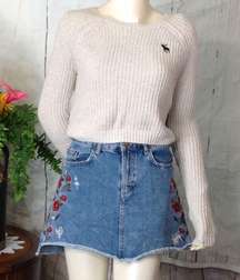 Basics Embroidered Jean Skirt