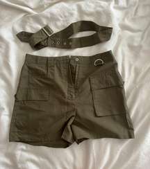 Khaki Green Cargo Shorts