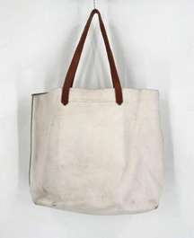 Madewell Womens Leather Transport Tote Shoulder Handbag White Brown Size Medium