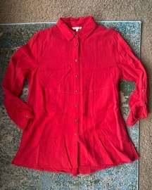 John Mark red zipper back swing tunic, size large