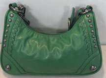 Zara Woman Green Faux Leather Studs And Chain Crossbody Purse Handbag