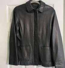 Liz, Claiborne, 100% genuine, black leather jacket/coat. Size Medium