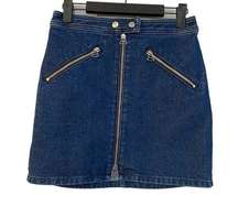 Rag & Bone Denim Mini Skirt Size 25 Blue Womens Dark Wash Zipper Pockets Grunge