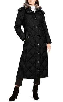 NWT London Fog Maxi Puffer Coat With Removable Faux Fur Hood