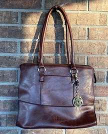 Cognac faux leather bag by Bueno