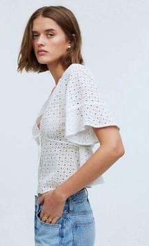 Tie-Front Top in Eyelet SOFT WHITE NWT