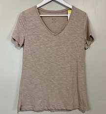 Women’s Slub Jersey V Neck Short Sleeve Tee Atmosphere Beige Size Sm NWT