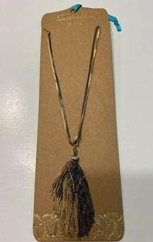 Shiraleah Black & Gold Sadie Necklace Chain Fringe‎ Long Double Strand