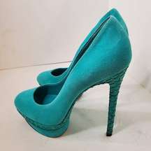 Brian Atwood Turquoise Mermaid Platforms Pumps 8