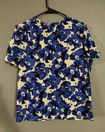 Who What Wear Floral Ruffle Short Sleeve Top Size Small