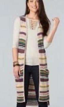 Democracy long striped beige and multicolor duster knit sweater
BoHo Vest Size L