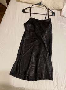 black mini slip dress