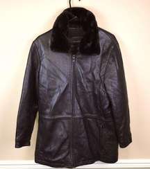 Marc New York Women’s Dark Brown Leather Faux Trim Jacket