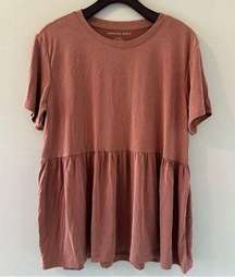 NWT  Peplum Babydoll Short Sleeve Top Size Medium