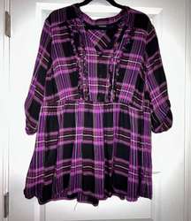 Plaid Print Peplum Tunic Top