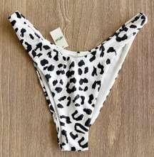 Super High Cut Cheekiest Bikini Bottom in White Black Leopard S NWT