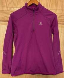 Salomon Sweatshirt Women's Size Med. ActiTherm 1/4 Zip Fuchsia Pullover Collar