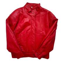 Vintage 1980s Streetwear Ferrari Red Leather Tibor Aviator Bomber Jacket