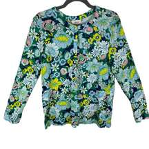 Style & Co 100% Cotton Floral 1/4 Button Up Long Sleeve Crew Neck Top Size XL