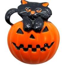 Vintage AJC Black Cat & Jack-o-lantern Brooch