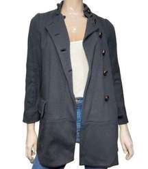 Diane Von Furstenberg DVF Women’s 0 Dark Gray Cotton Wool Button Up Coat Jacket