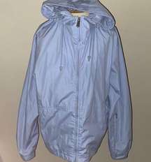 rain coat windbreaker jacket Medium hooded mesh lined blue