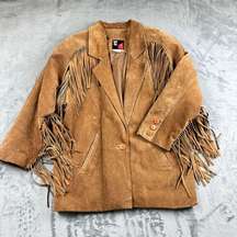 Vintage ROW G Leather Jacket Womens Size S Fringe Cowgirl Western Blazer Wacky