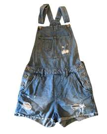 Blue Distressed Denim Overalls Size 6