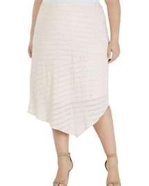 ALFANI Seashell Pink Illusion Striped Asymmetrical Hem Skirt, 14