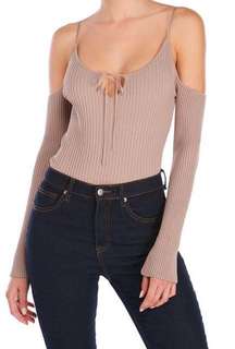 Honey Punch Nude Sweater Bodysuit 