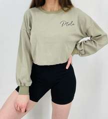 p’tula sage green cropped crewneck sweatshirt size s