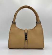 Beige Gucci Jackie Bardot Shoulder Bag.