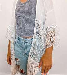 White sheer floral cardigan