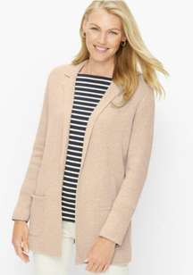 Tan Notch Collar Wool Blend Sweater Blazer