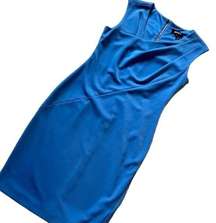 Dkny Blue dress w asymmetrical neck and 19" accent metal zipper