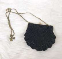 {La Regale} Vintage Black Beaded Satin Purse