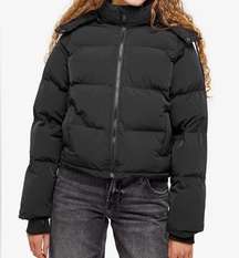 NWT Good American Black Puffer Jacket Removable Hood Size 2XL